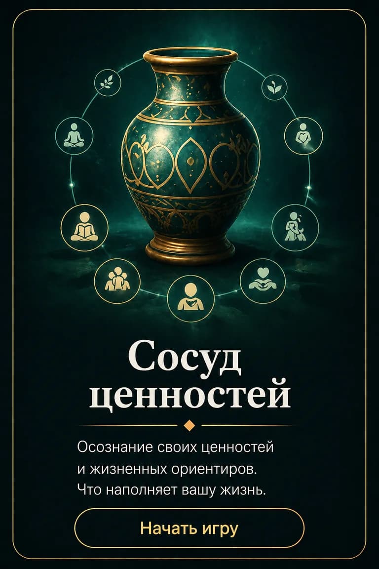 Карточка психодраматической игры Сосуд ценностей